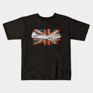 Spitfire Fighter Plan Union Jack Flag Kids T-Shirt